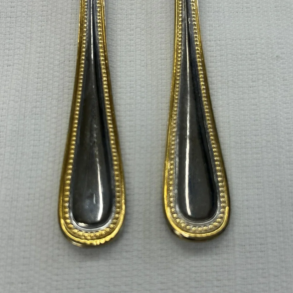 2 pc International Silver Royal Bead Gold Salad Forks 6.5
